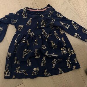 Navy Dress with Rabbit Print
